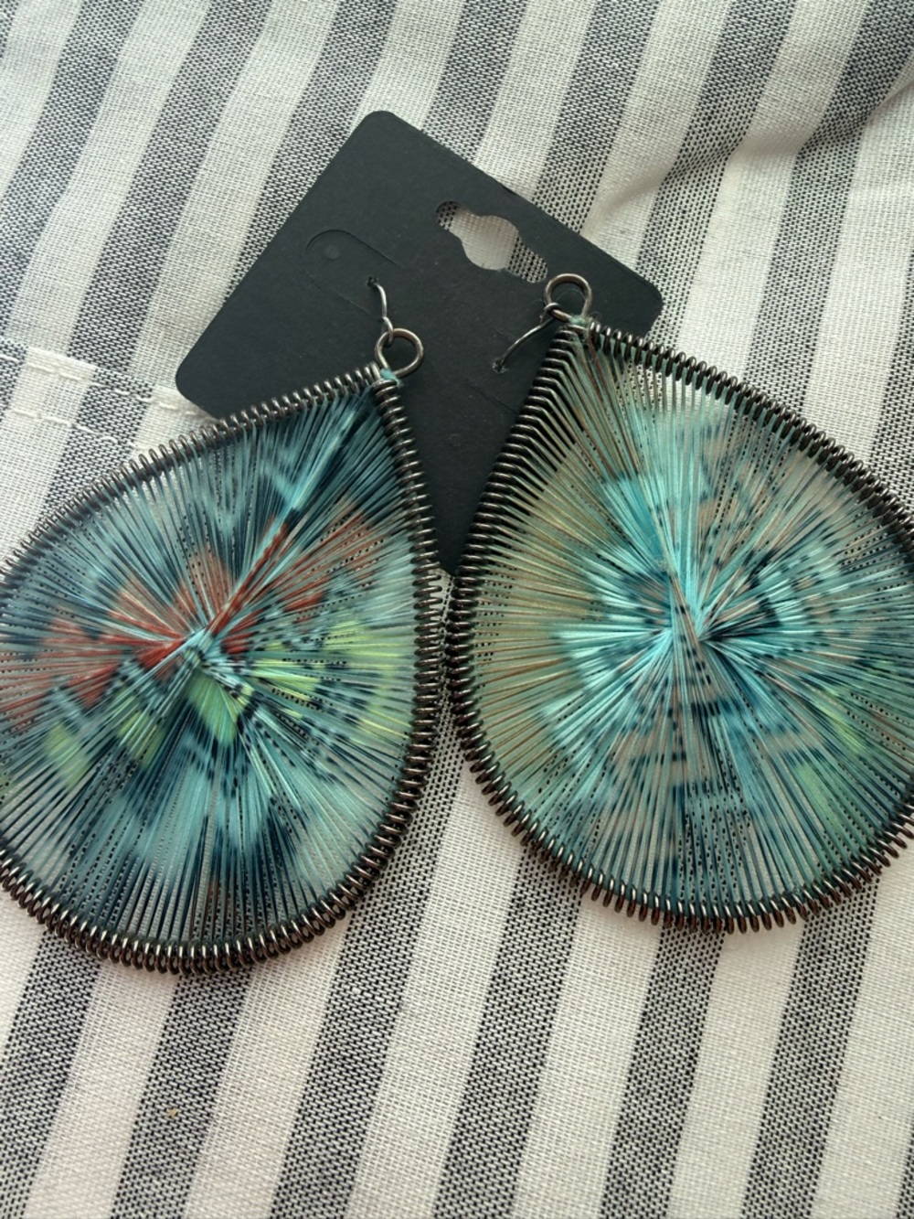 BOHO Teardrop Thread Weave Earrings - Turquoise Multi